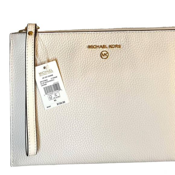 NWT - Michael Kors XL Zip Clutch Wristlet (LT Cream) - Picture 5 of 5